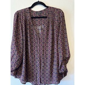 Signature Studio Geometric Long Sleeved Blouse Size‎ XL